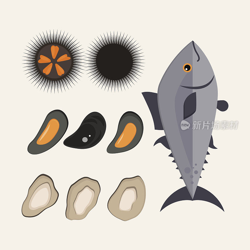 Seafood flat tasty cooking delicious can be used for layout advertising and fresh shrimp shellfish web design gourmet restaurant meal vector illustration